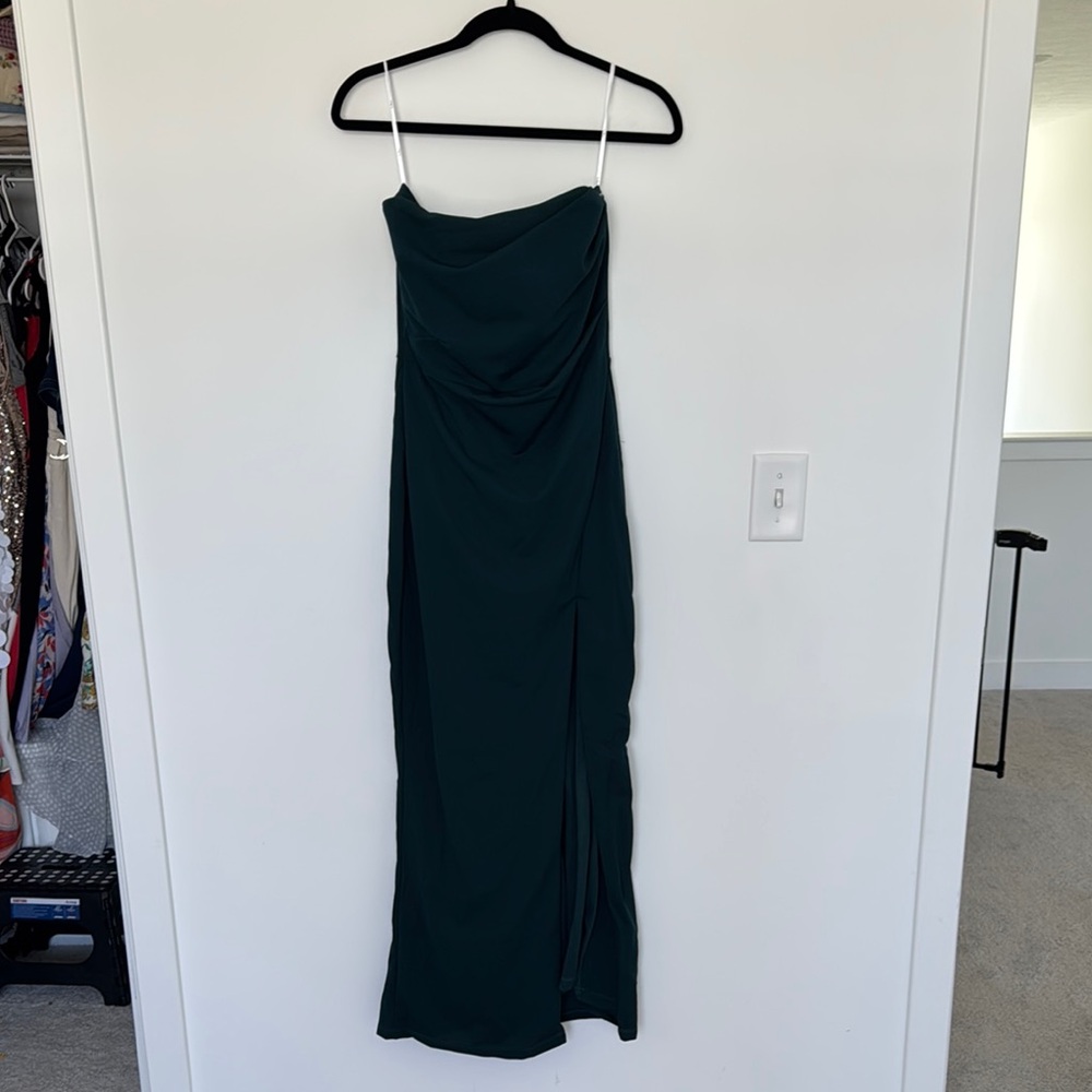 Lulu's Marvelous Entrance Emerald Green Pleated Strapless Maxi Dress - Size S - Picture 3 of 11